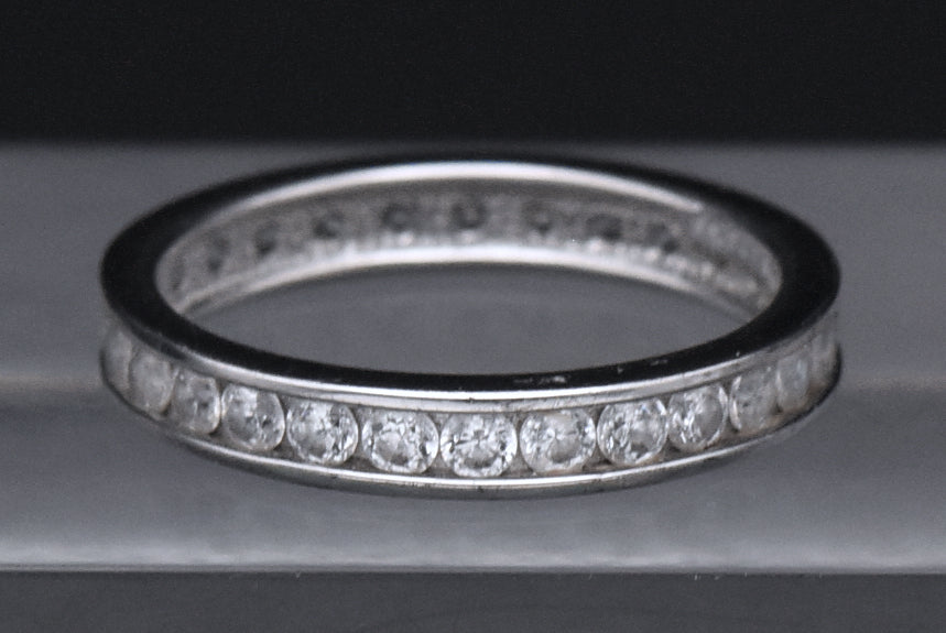 Sterling Silver Cubic Zirconia Eternity Band - Size 8