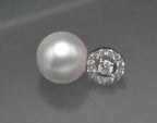 Vintage 18k White Gold Pearl and Diamonds Pendant