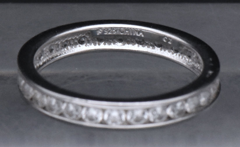 Sterling Silver Cubic Zirconia Eternity Band - Size 8