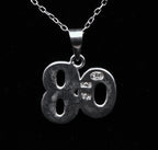 Sterling Silver '08 Rhinestone Pendant on Sterling Silver Chain Necklace - 20.25"