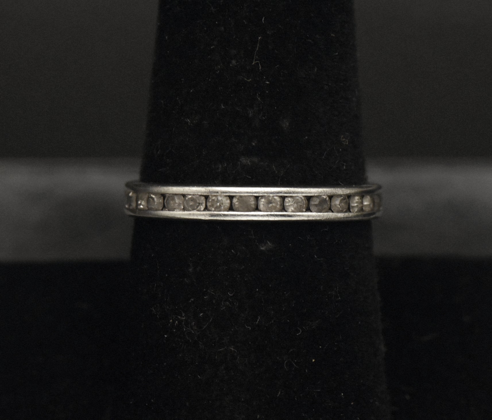 Vintage Sterling Silver Rhinestone Eternity Band - Size 8