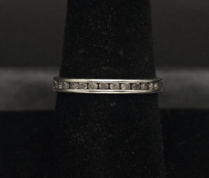 Vintage Sterling Silver Rhinestone Eternity Band - Size 8