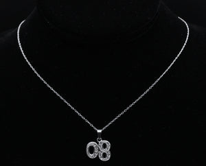 Sterling Silver '08 Rhinestone Pendant on Sterling Silver Chain Necklace - 20.25"