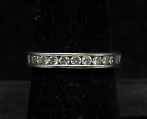 Vintage Sterling Silver and Rhinestones Eternity Band - Size 5.75