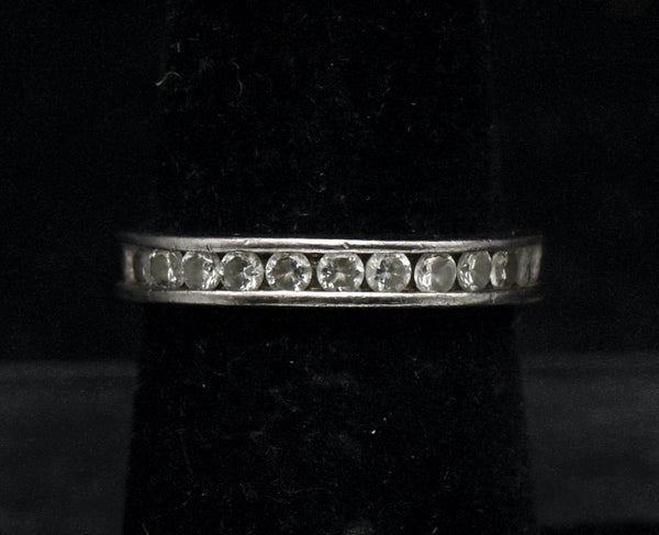 Vintage Sterling Silver and Rhinestones Eternity Band - Size 5.75