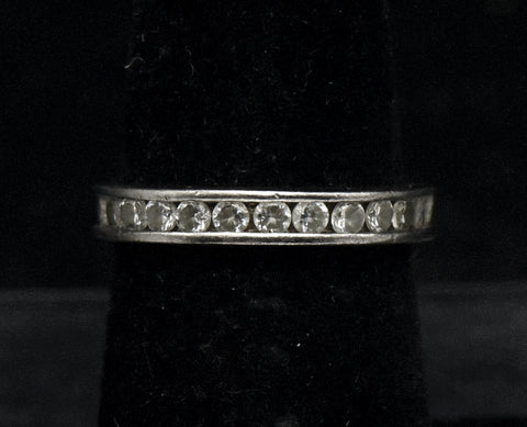 Vintage Sterling Silver and Rhinestones Eternity Band - Size 5.75