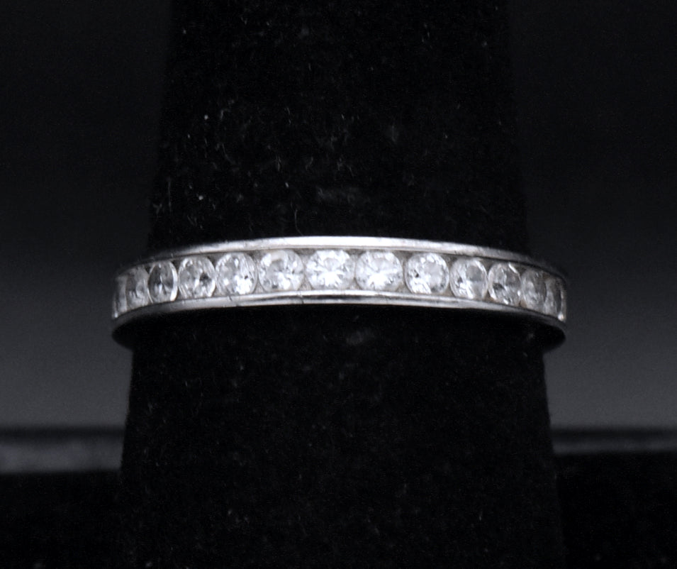 Sterling Silver Cubic Zirconia Eternity Band - Size 8