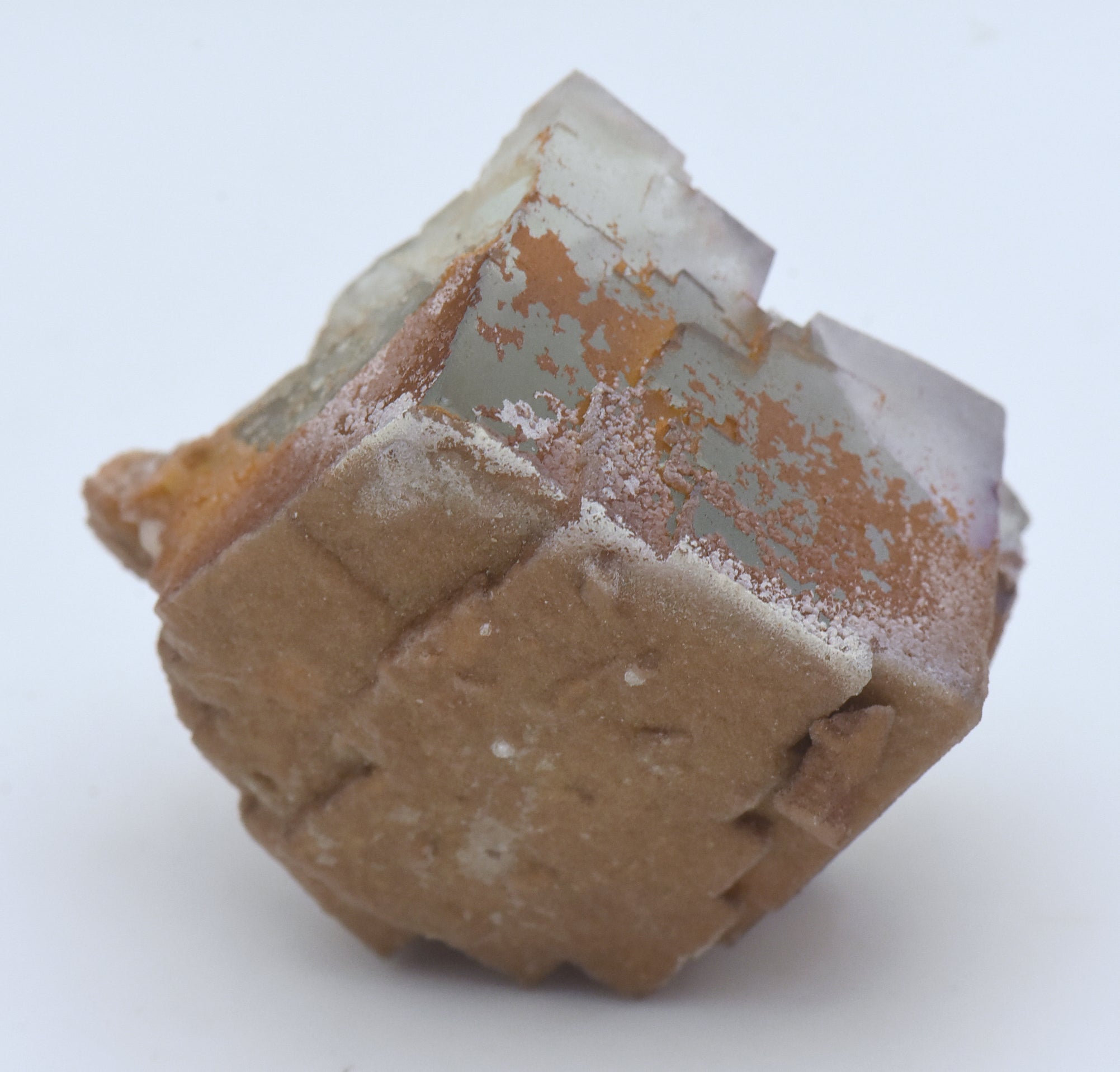 Calcite Microcrystals on Fluorite Mineral Specimen - Greece
