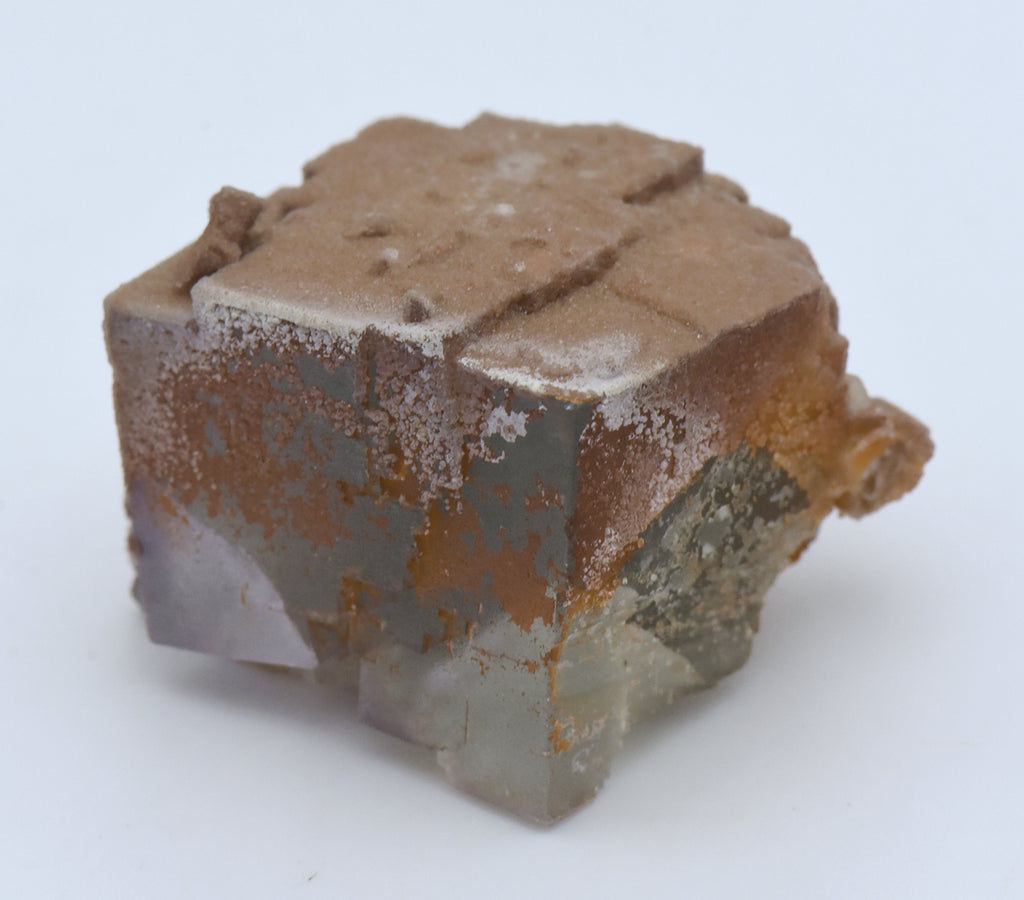 Calcite Microcrystals on Fluorite Mineral Specimen - Greece