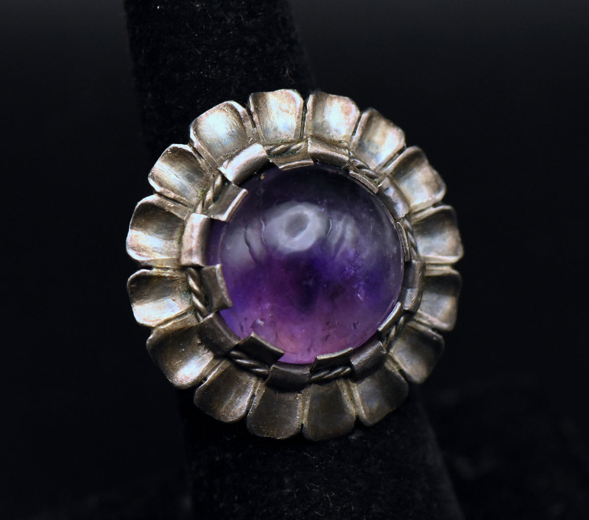 Vintage Handmade Amethyst Sterling Silver Ring - Size 6