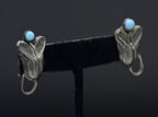 Vintage Handmade Sterling Silver Floral Screw Back Earrings