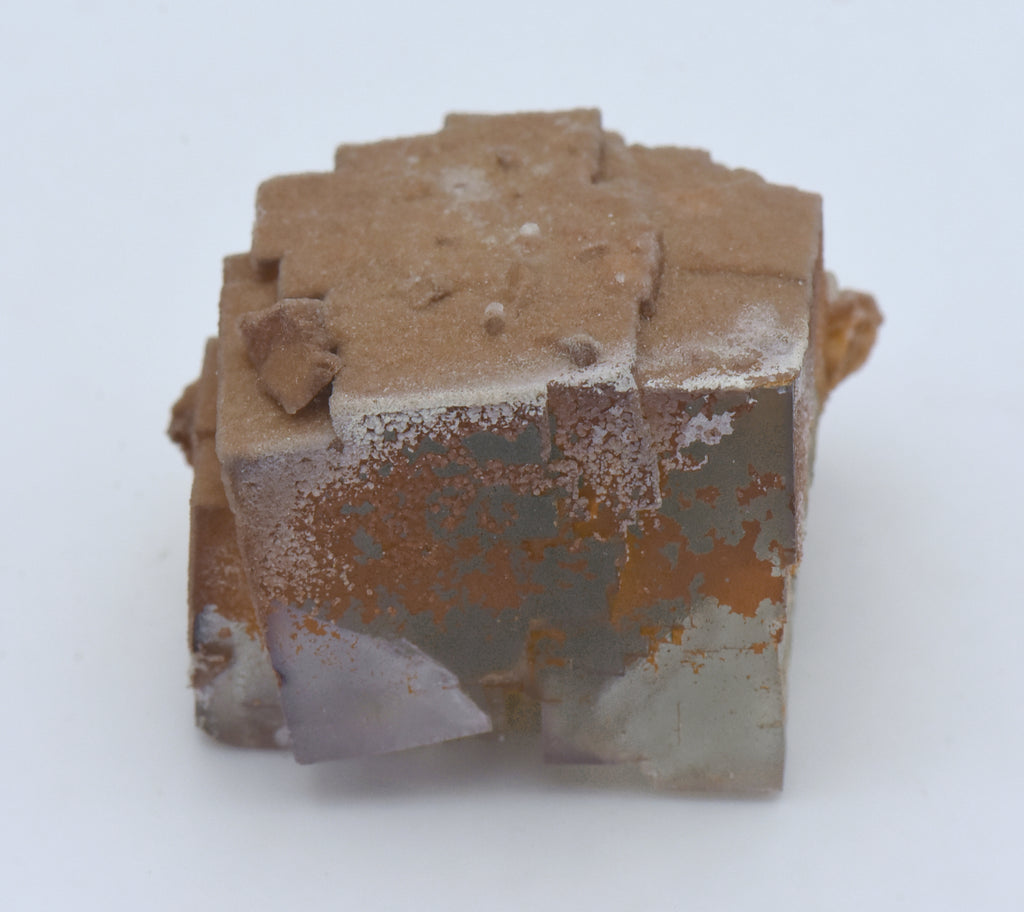 Calcite Microcrystals on Fluorite Mineral Specimen - Greece