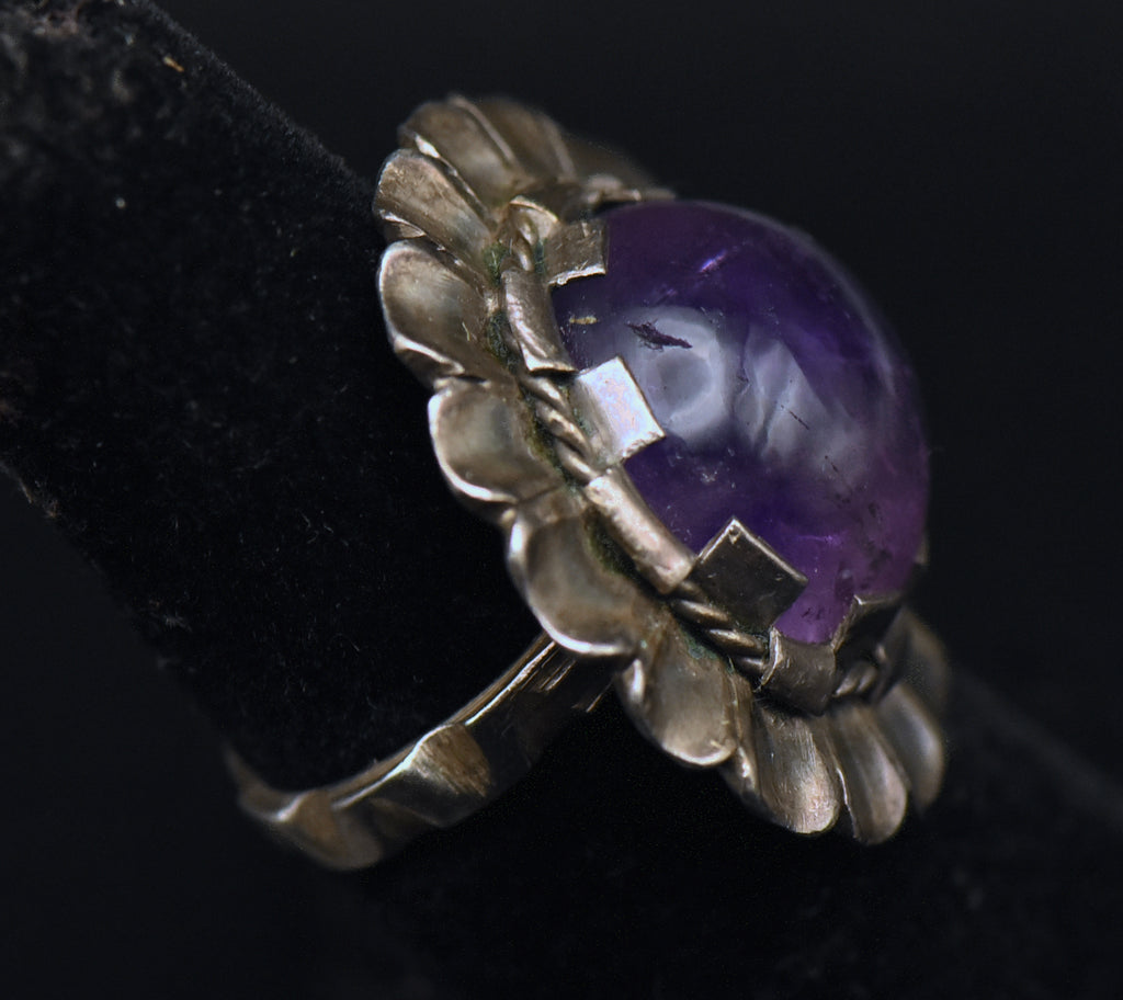 Vintage Handmade Amethyst Sterling Silver Ring - Size 6