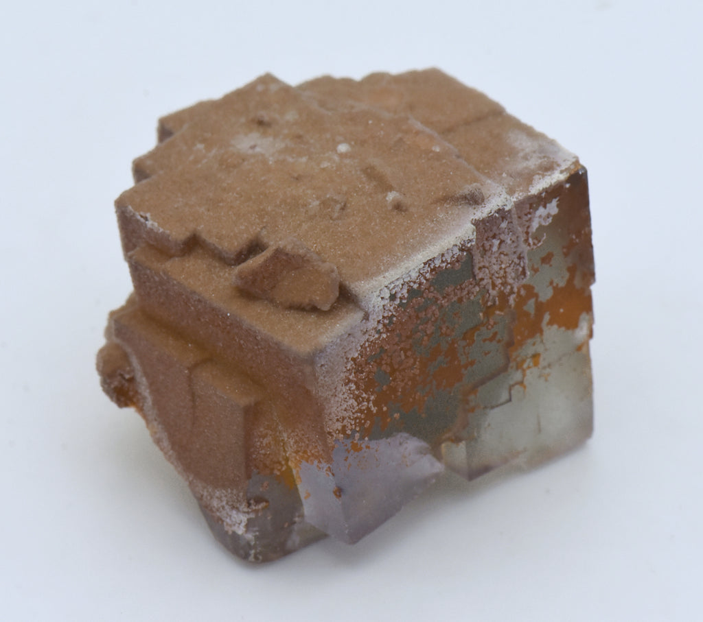 Calcite Microcrystals on Fluorite Mineral Specimen - Greece