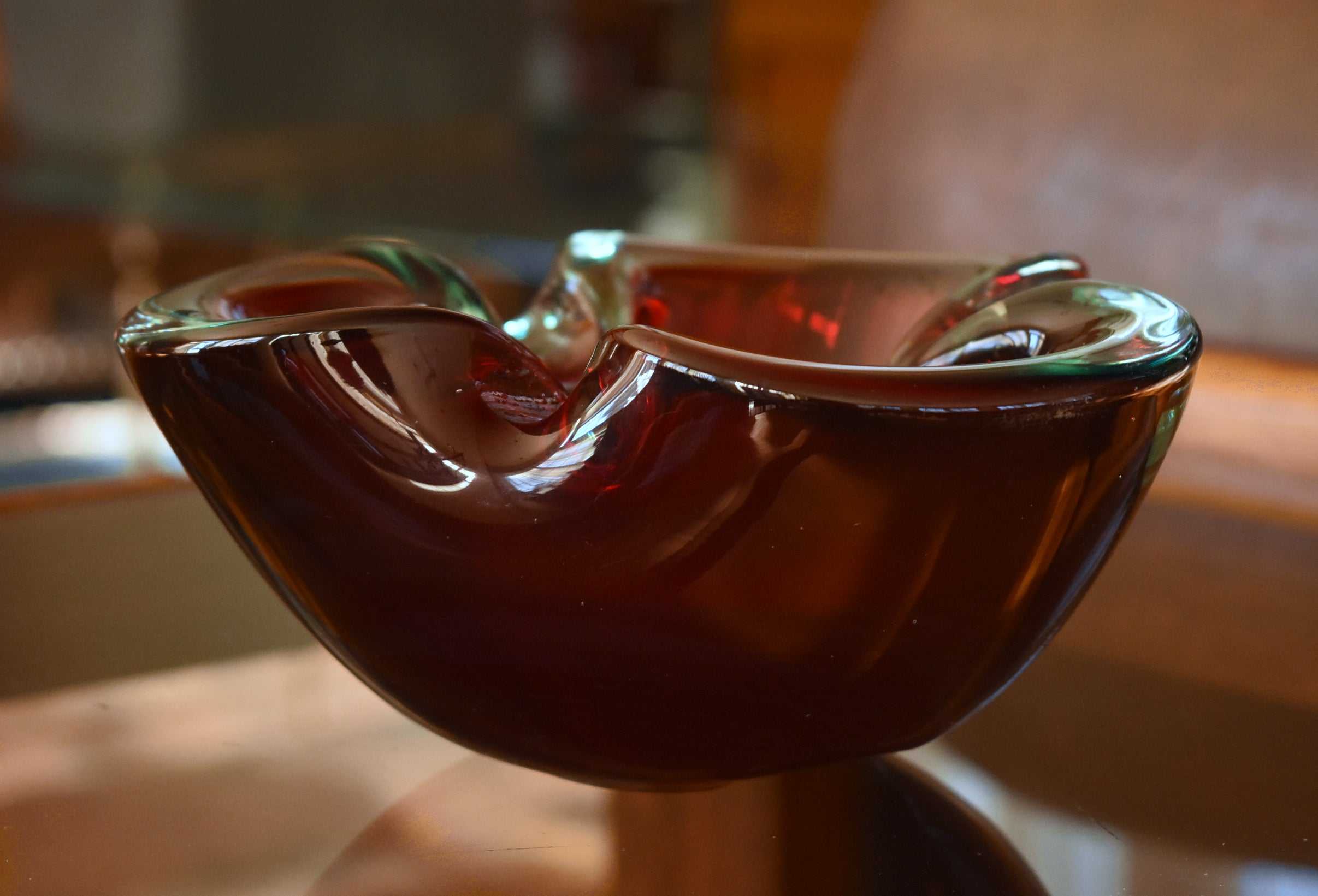 Vintage Handmade Sommerso Glass Ashtray