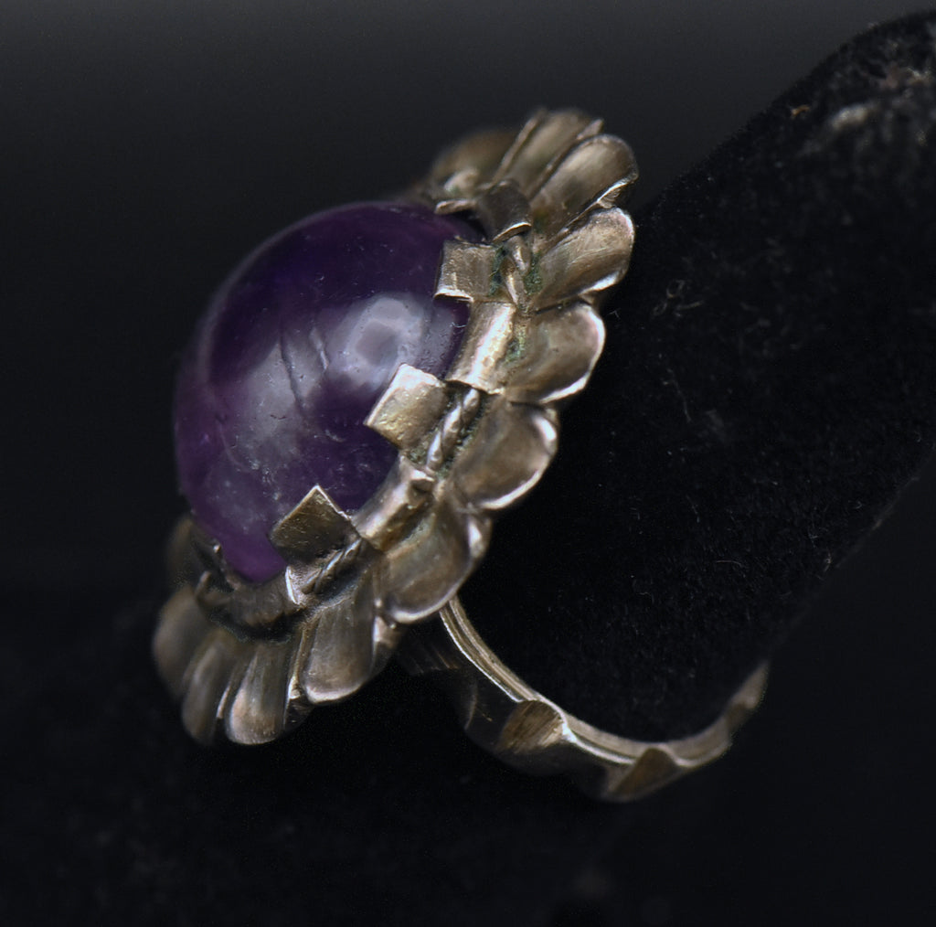 Vintage Handmade Amethyst Sterling Silver Ring - Size 6