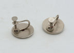 Vintage Enamel Floral Rhinestone Screw Back Earrings - AS IS