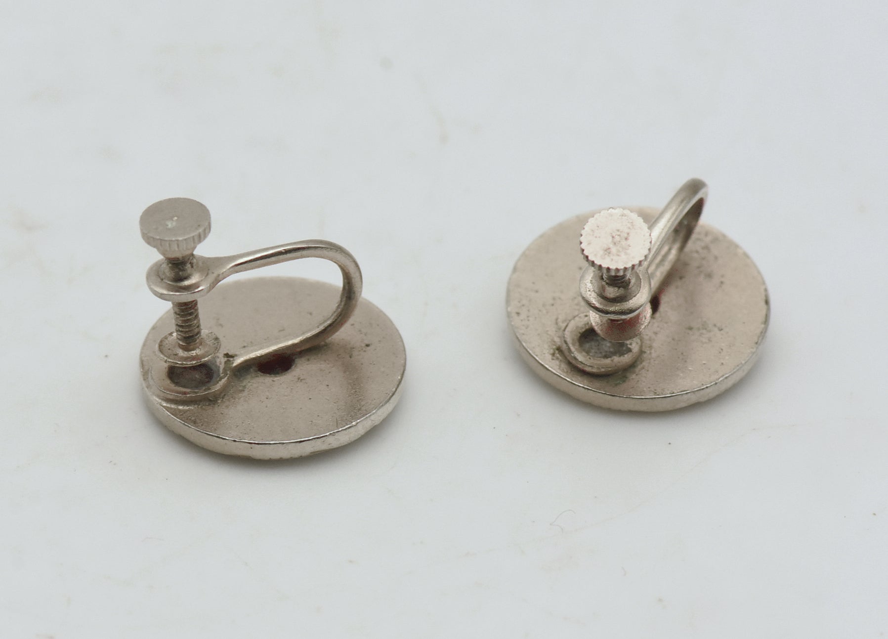 Vintage Enamel Floral Rhinestone Screw Back Earrings - AS IS