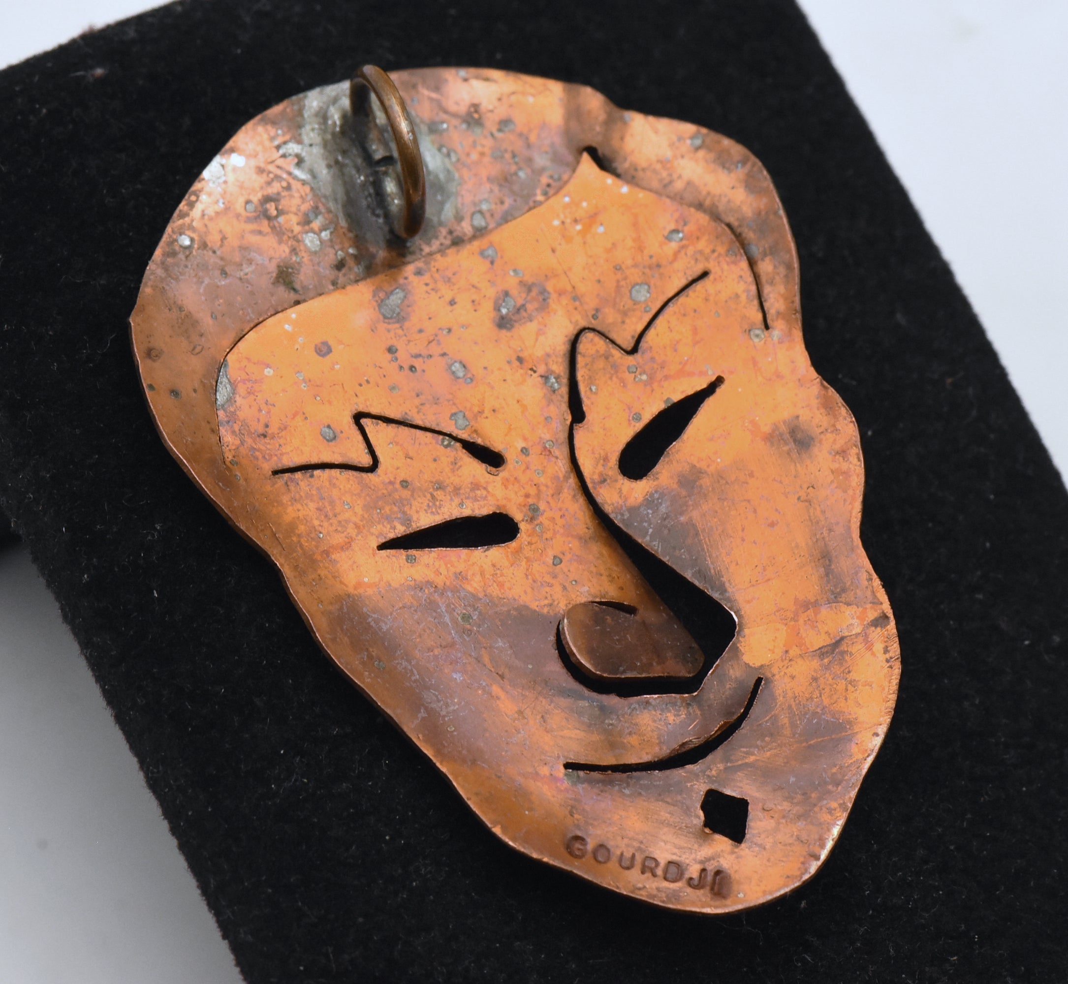 Joseph Gourdji - Vintage Handmade Copper Man's Face Pendant