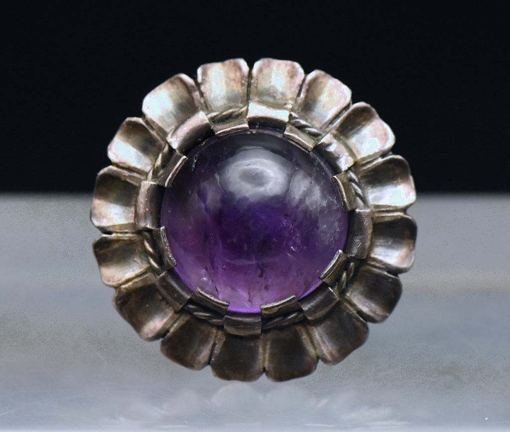 Vintage Handmade Amethyst Sterling Silver Ring - Size 6