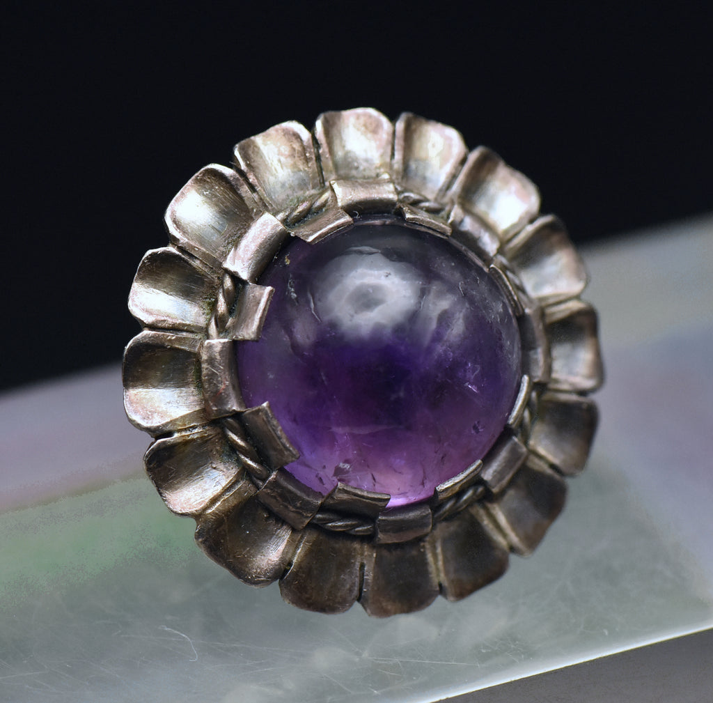 Vintage Handmade Amethyst Sterling Silver Ring - Size 6