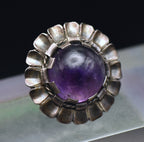 Vintage Handmade Amethyst Sterling Silver Ring - Size 6