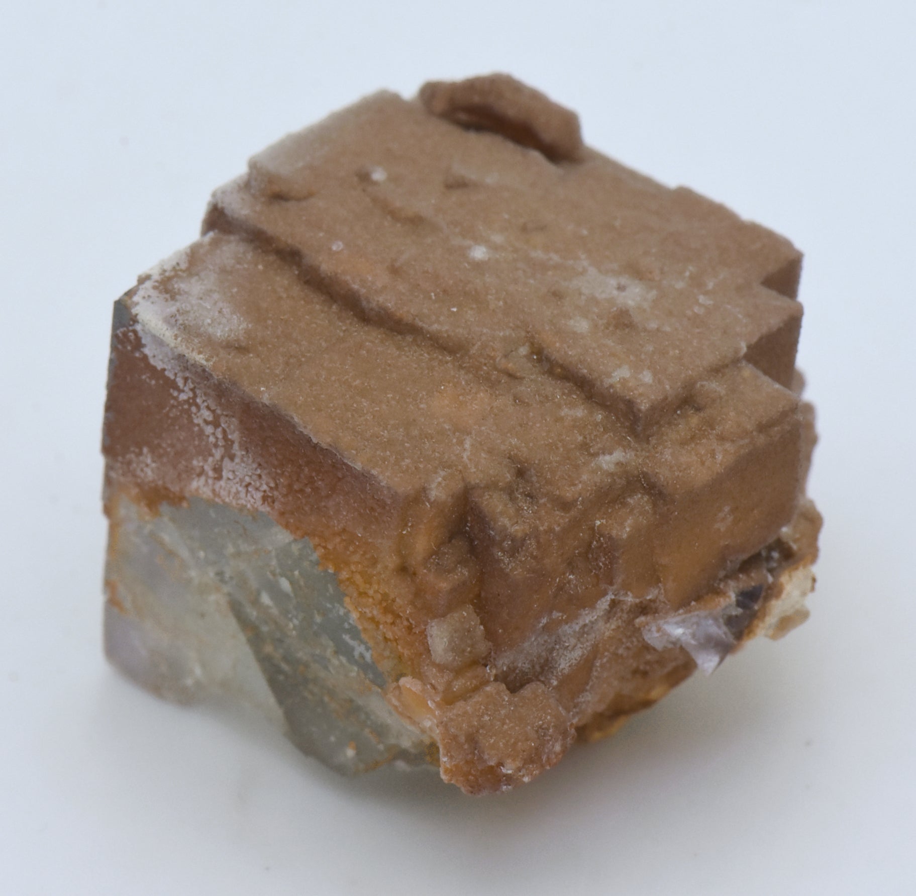 Calcite Microcrystals on Fluorite Mineral Specimen - Greece