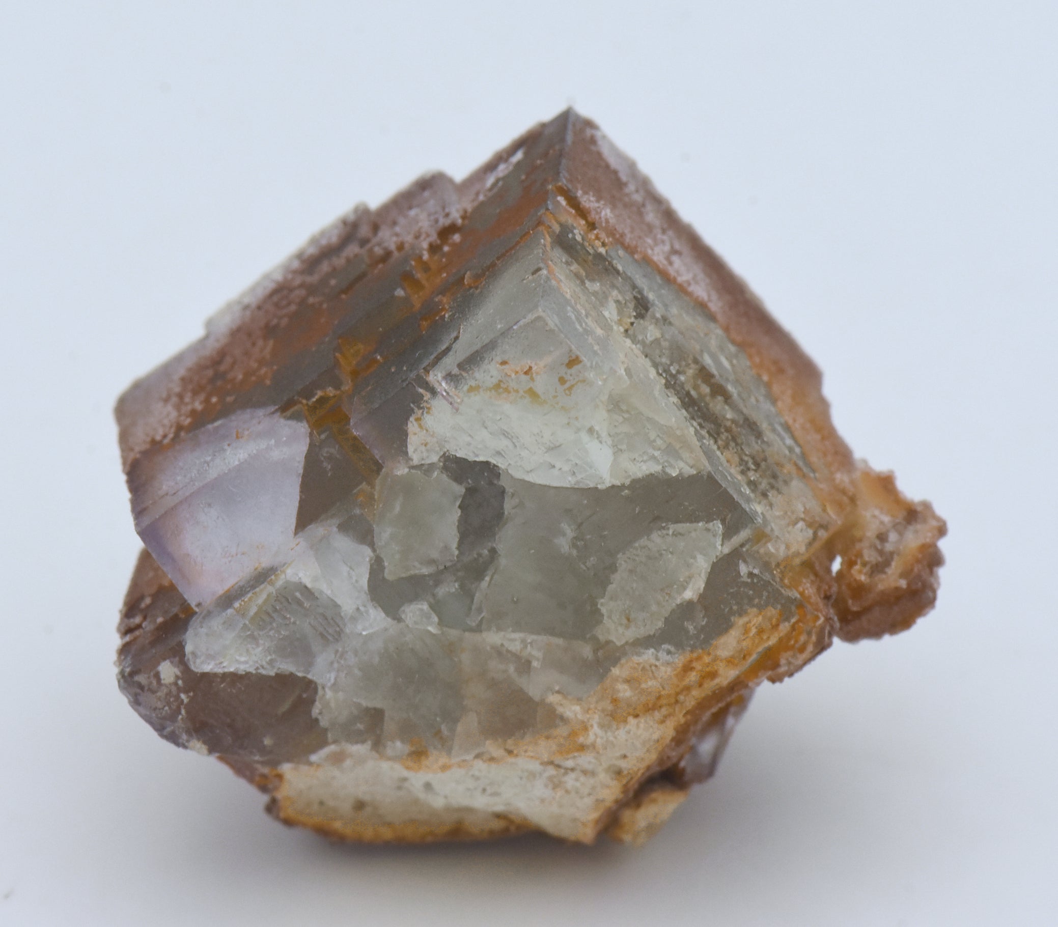 Calcite Microcrystals on Fluorite Mineral Specimen - Greece