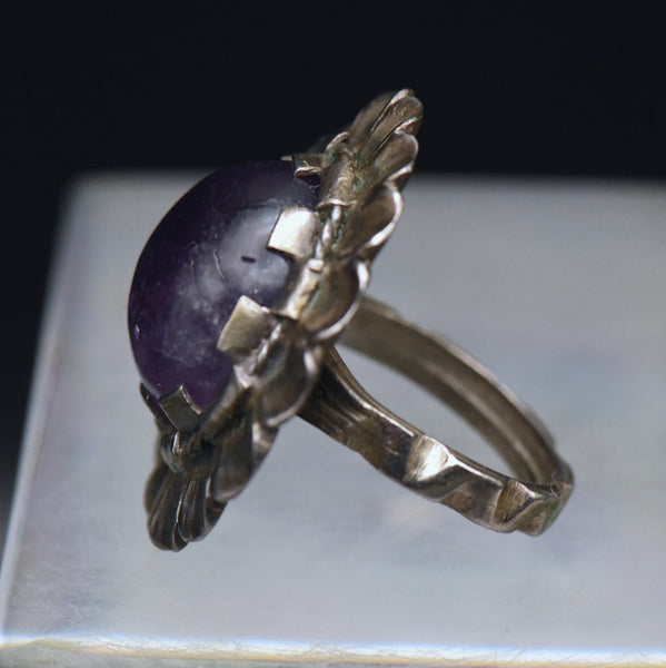 Vintage Handmade Amethyst Sterling Silver Ring - Size 6