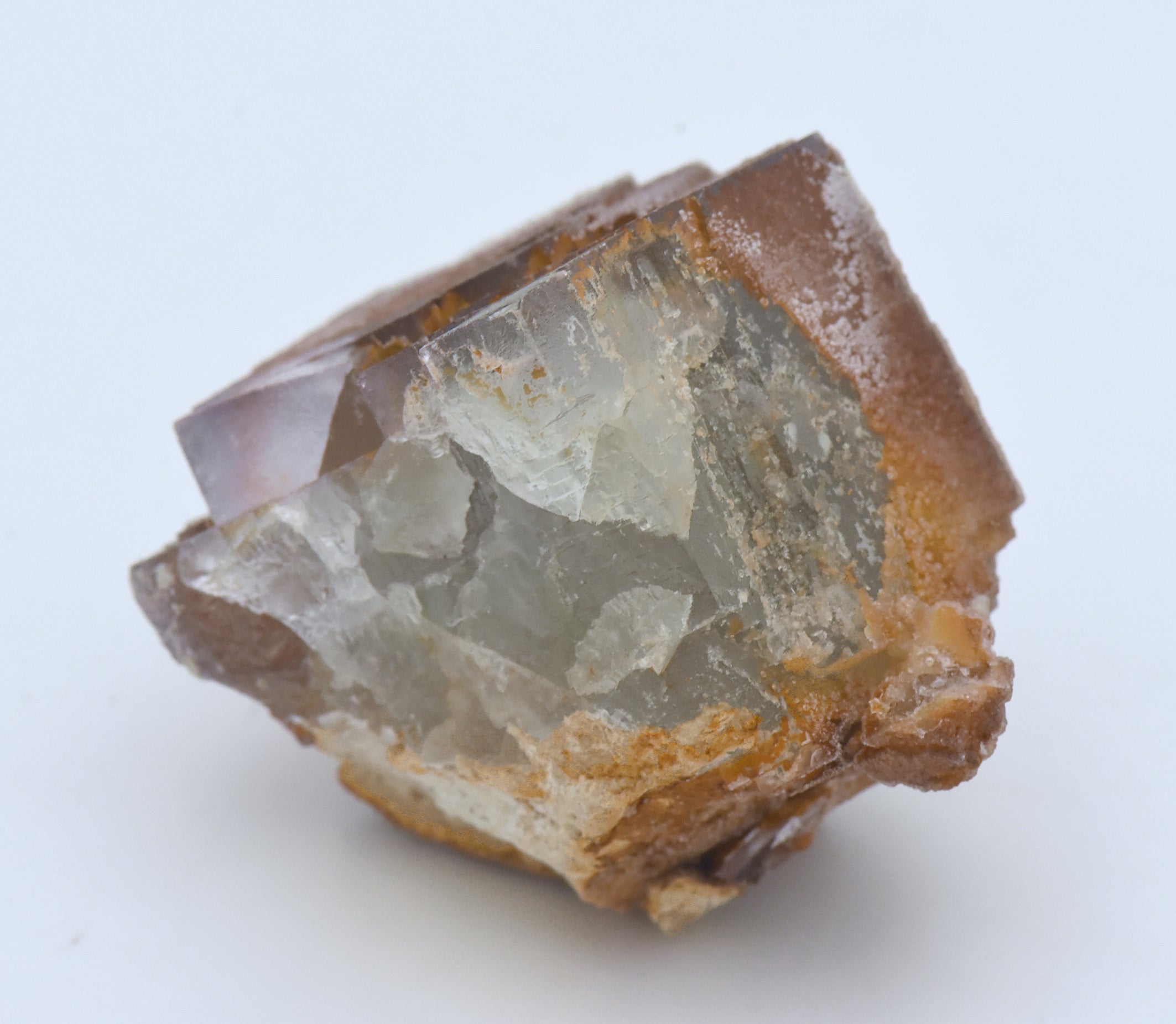 Calcite Microcrystals on Fluorite Mineral Specimen - Greece
