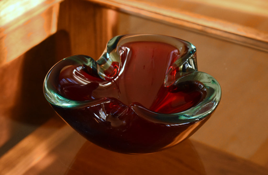 Vintage Handmade Sommerso Glass Ashtray