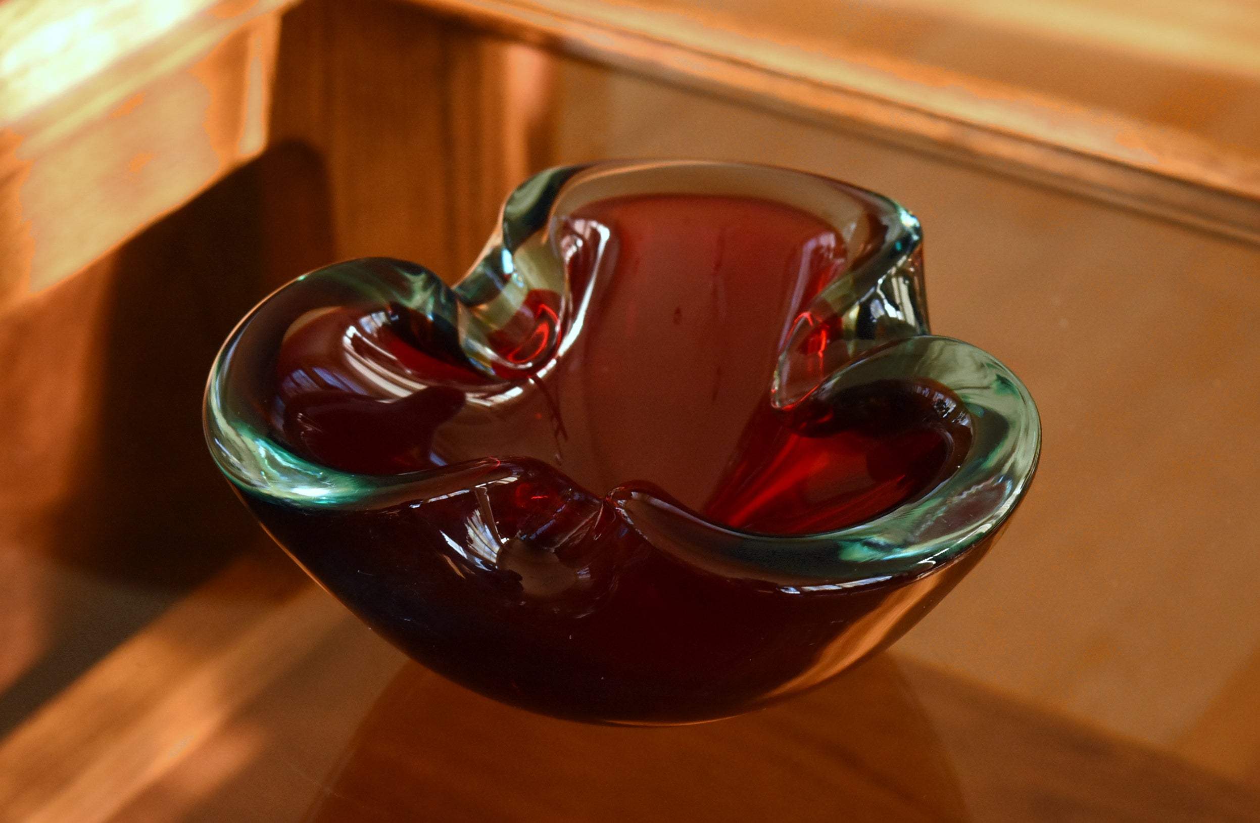 Vintage Handmade Sommerso Glass Ashtray