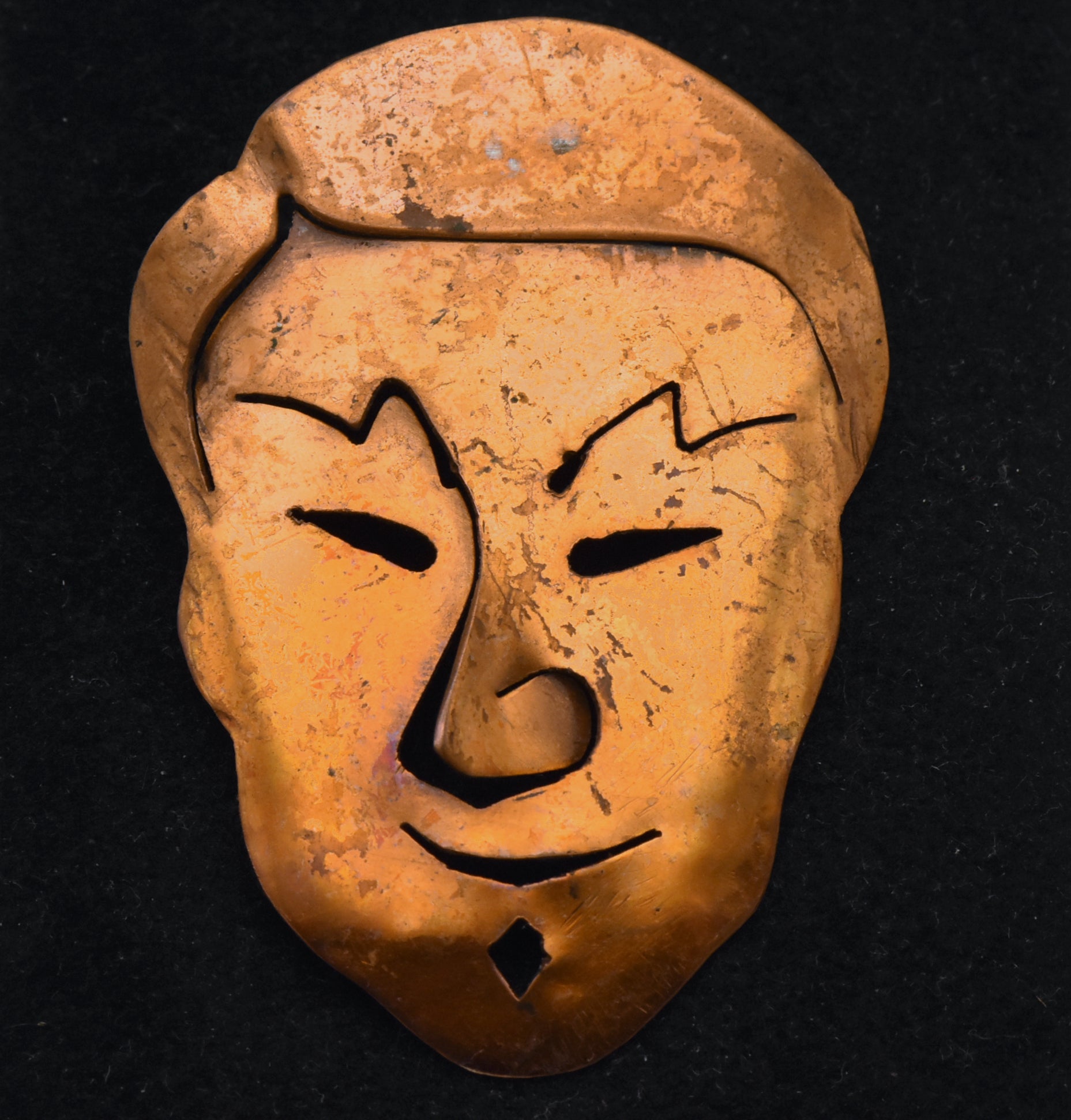 Joseph Gourdji - Vintage Handmade Copper Man's Face Pendant