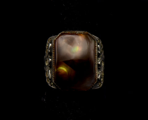 Vintage Handmade Fire Agate Sterling Silver Ring - Size 7
