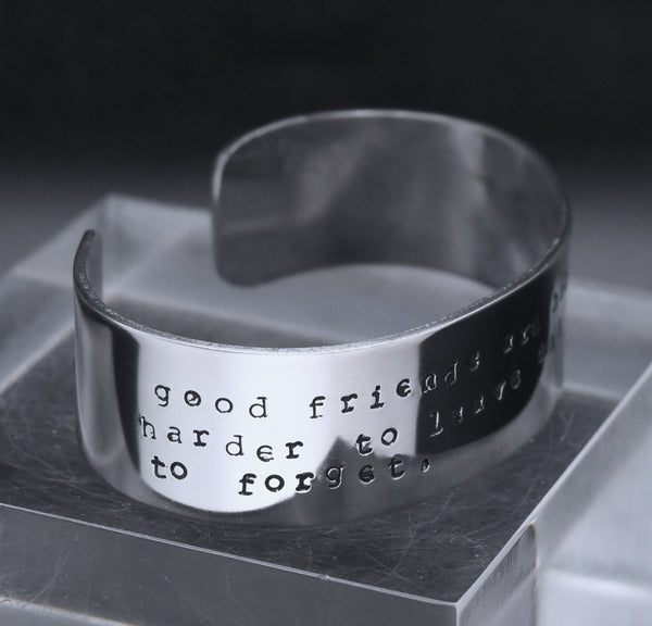 Inscribed "Friends" Chrome Cuff Bracelet