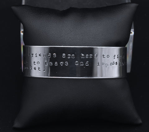 Inscribed "Friends" Chrome Cuff Bracelet
