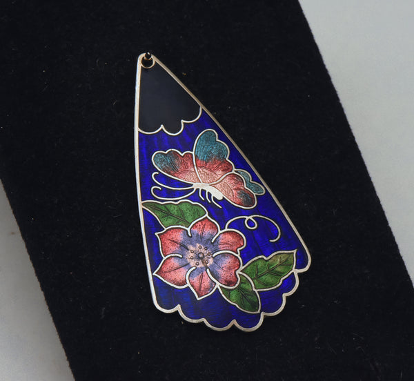 Vintage Butterfly and Flower Enamel Jewelry Piece