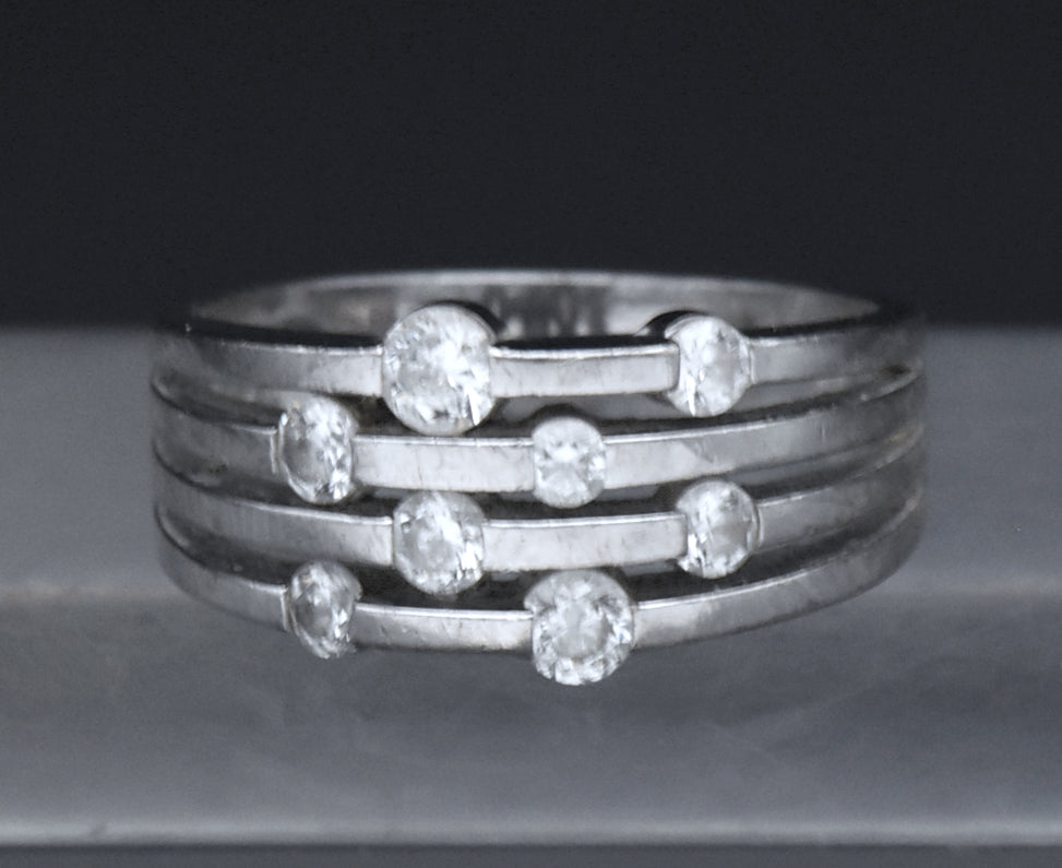 Sterling Silver Multi-Row Cubic Zirconia Band - Size 7