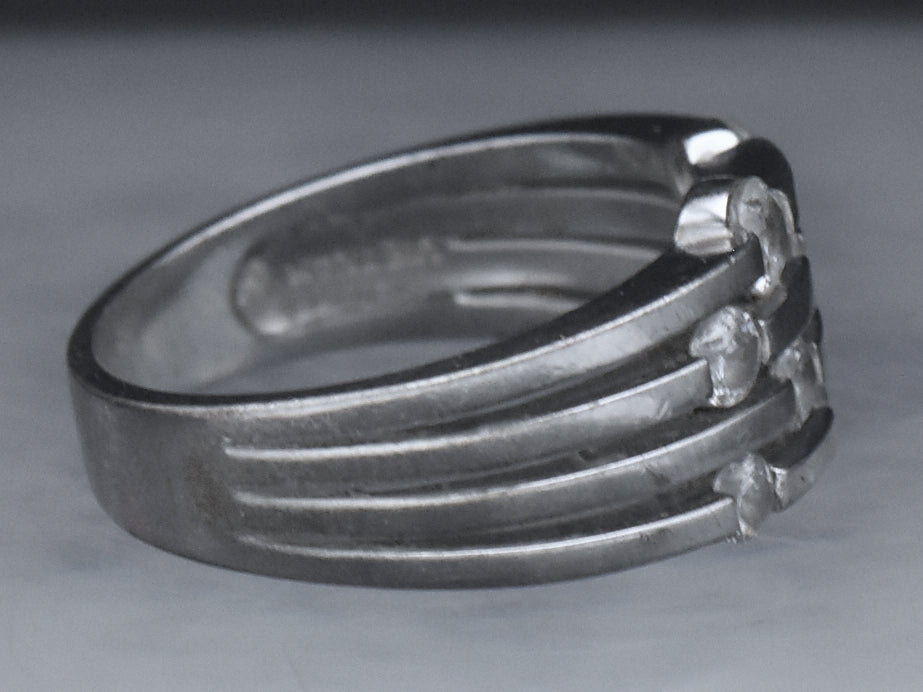 Sterling Silver Multi-Row Cubic Zirconia Band - Size 7