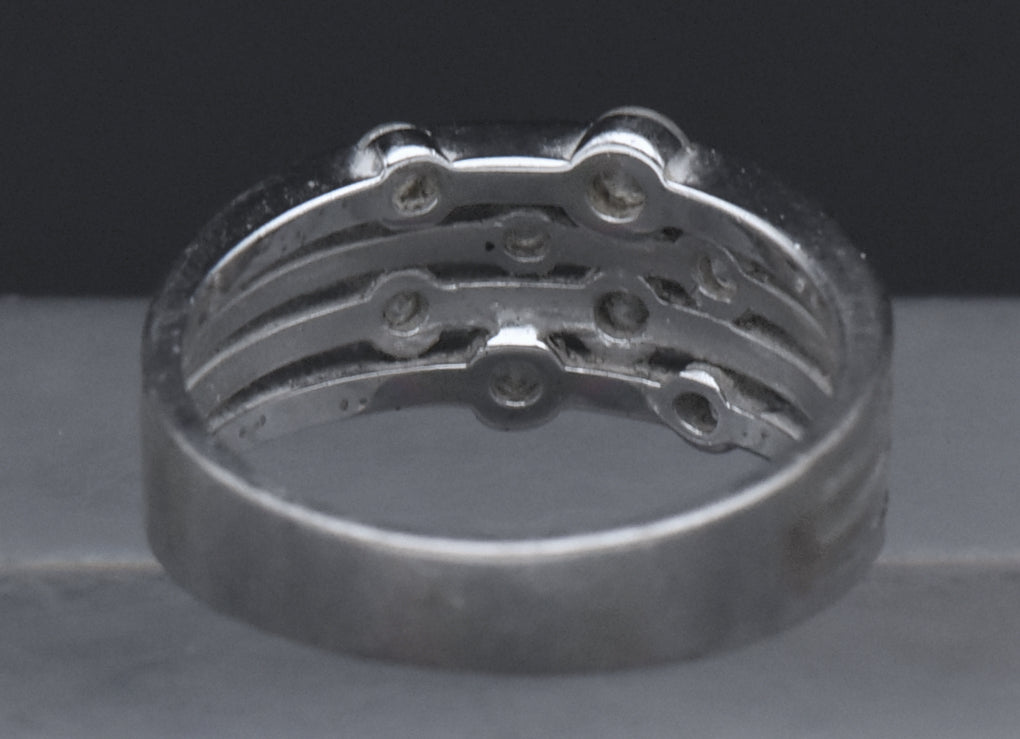 Sterling Silver Multi-Row Cubic Zirconia Band - Size 7