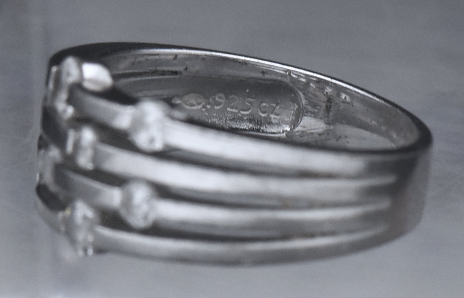 Sterling Silver Multi-Row Cubic Zirconia Band - Size 7