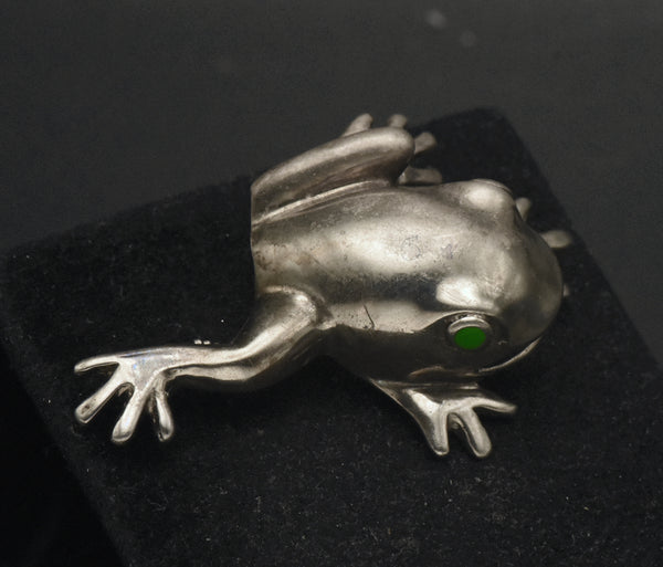 Vintage Sterling Silver Frog Brooch