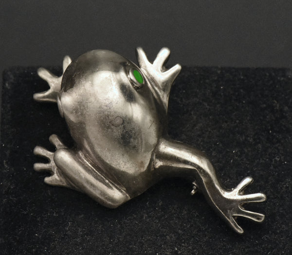 Vintage Sterling Silver Frog Brooch