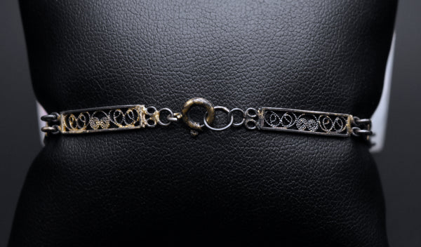 Vintage Gold Tone Filigree Panel Bracelet