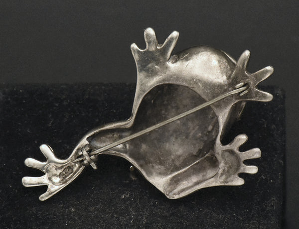 Vintage Sterling Silver Frog Brooch