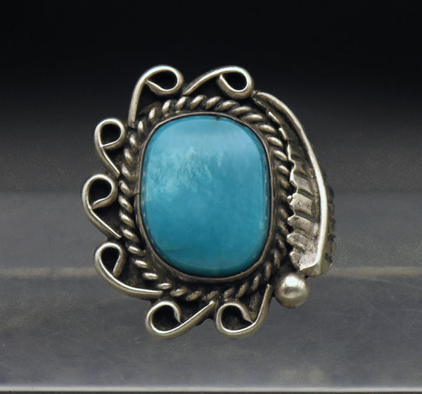 Vintage Handcrafted Turquoise Sterling Silver Ring - Size 6