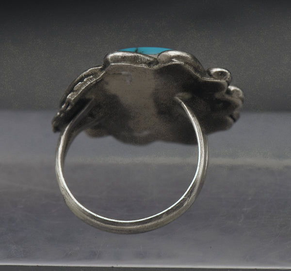 Vintage Handcrafted Turquoise Sterling Silver Ring - Size 6