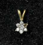 Vintage 10k Gold and Diamonds Floral Pendant - MISSING STONE
