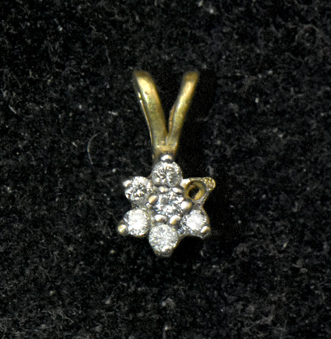 Vintage 10k Gold and Diamonds Floral Pendant - MISSING STONE