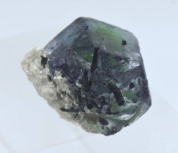 Beautiful Green and Purple Fluorite Crystal with Foitite Crystal Inclusions - Namibia